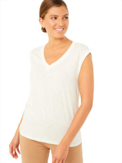 Ribbed V-neck (vanilla)